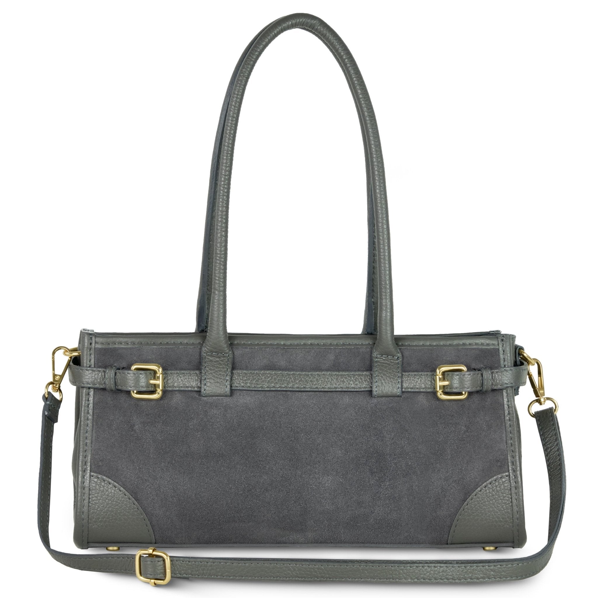 Italian Genuine Suede & Full-Grain Leather Shoulder Bag | Lodi - Che Cose Belle
