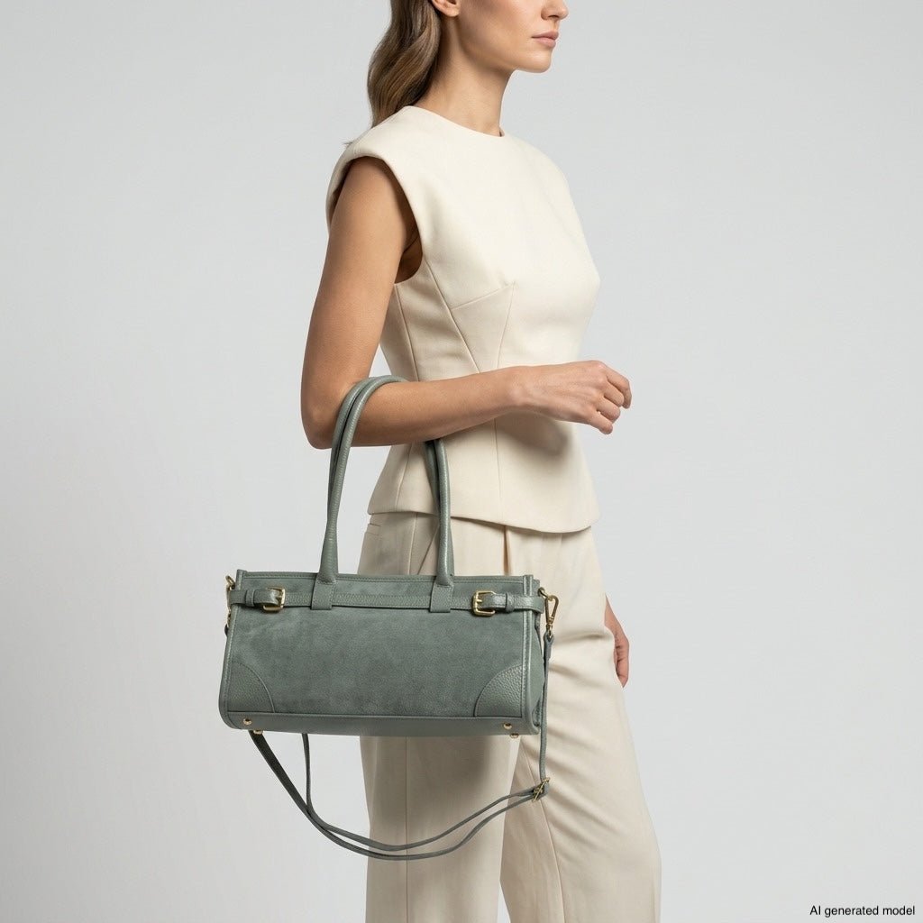 Italian Genuine Suede & Full-Grain Leather Shoulder Bag | Lodi - Che Cose Belle
