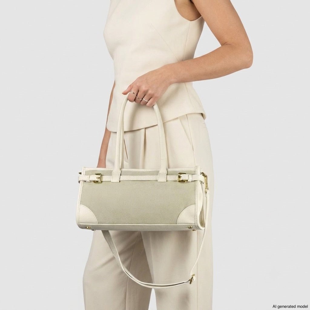 Italian Genuine Suede & Full-Grain Leather Shoulder Bag | Lodi - Che Cose Belle