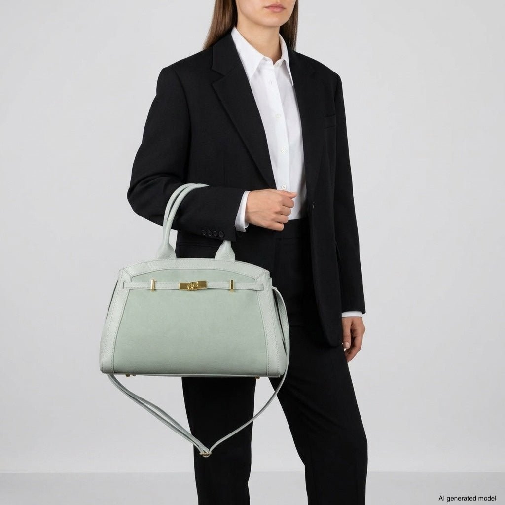 Italian Genuine Suede & Full-Grain Leather Top-Handle Bag | Forlì - Che Cose Belle