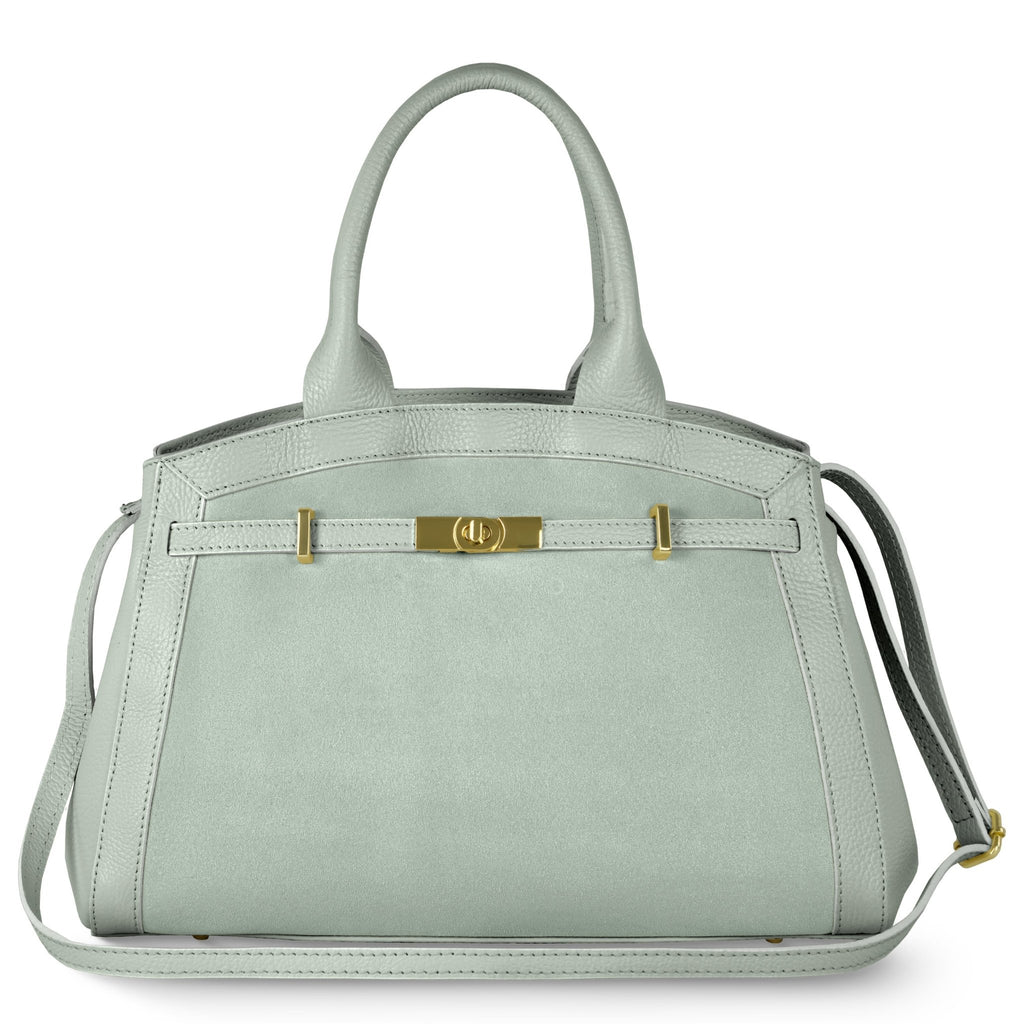 Italian Genuine Suede & Full-Grain Leather Top-Handle Bag | Forlì - Che Cose Belle