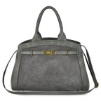 Italian Genuine Suede & Full-Grain Leather Top-Handle Bag | Forlì - Che Cose Belle