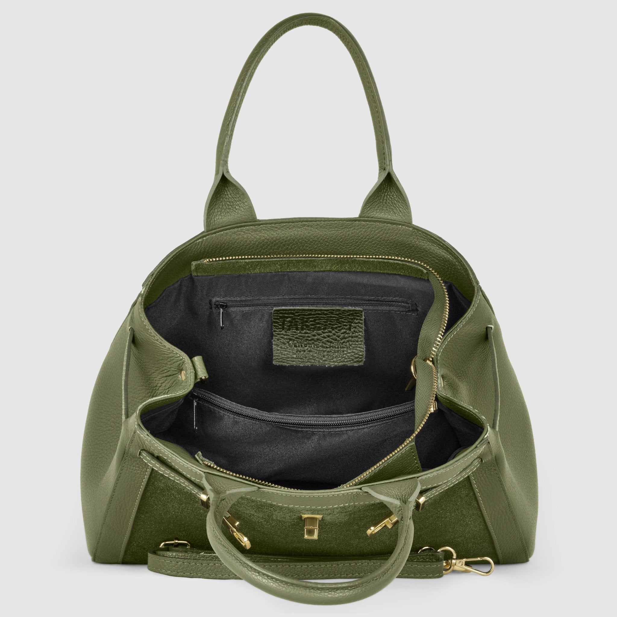 Italian Genuine Suede & Full-Grain Leather Top-Handle Bag | Forlì - Che Cose Belle