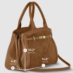 Italian Genuine Suede & Full-Grain Leather Top-Handle Bag | Forlì - Che Cose Belle