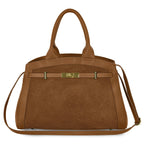 Italian Genuine Suede & Full-Grain Leather Top-Handle Bag | Forlì - Che Cose Belle