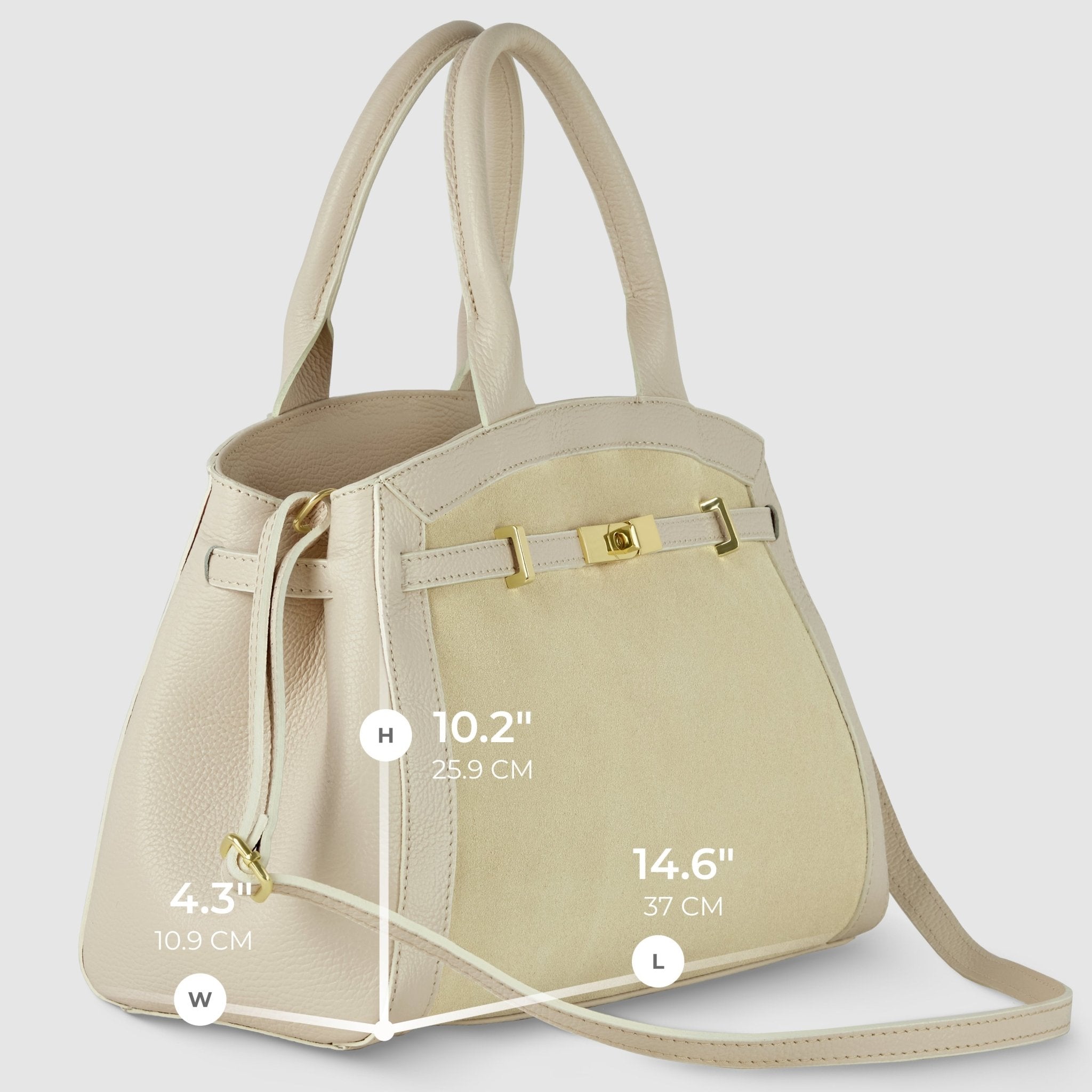 Italian Genuine Suede & Full-Grain Leather Top-Handle Bag | Forlì - Che Cose Belle