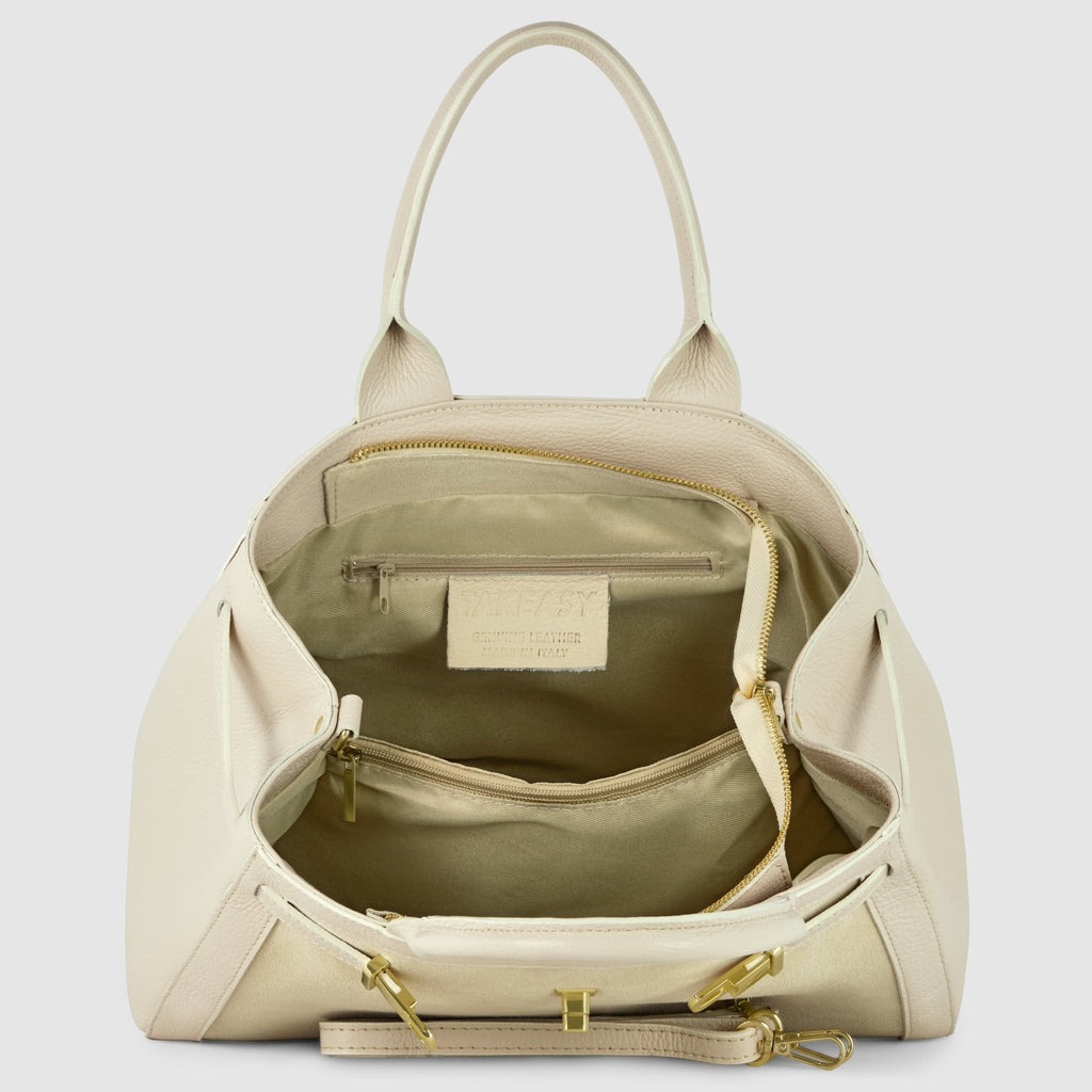 Italian Genuine Suede & Full-Grain Leather Top-Handle Bag | Forlì - Che Cose Belle