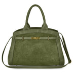Italian Genuine Suede & Full-Grain Leather Top-Handle Bag | Forlì - Che Cose Belle
