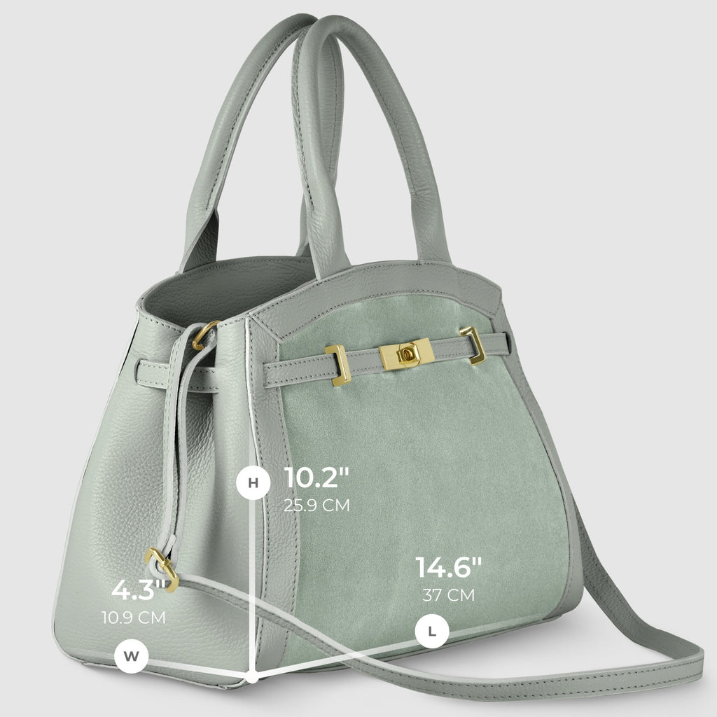 Italian Genuine Suede & Full-Grain Leather Top-Handle Bag | Forlì - Che Cose Belle