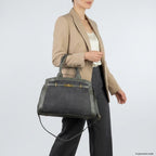 Italian Genuine Suede & Full-Grain Leather Top-Handle Bag | Forlì - Che Cose Belle