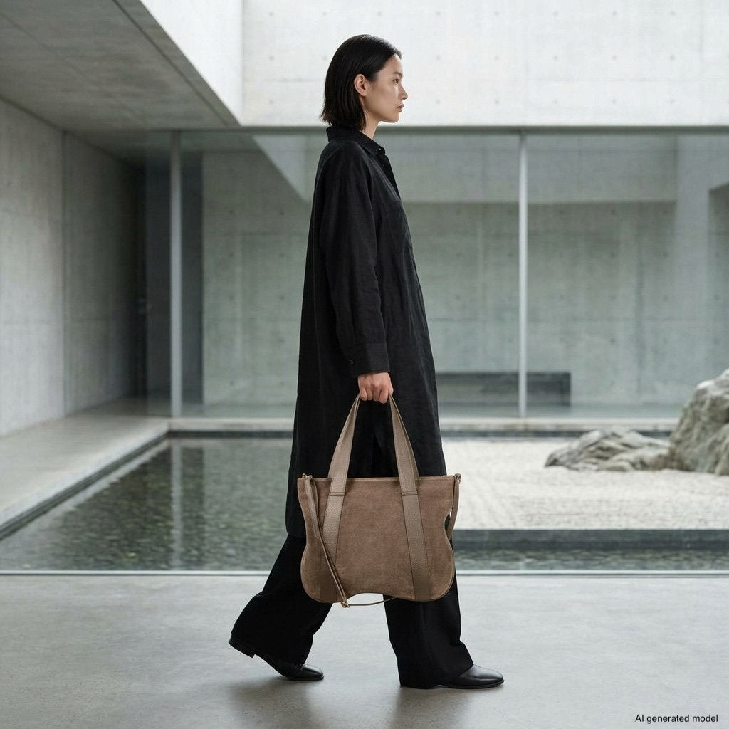 Italian Genuine Suede & Full-Grain Leather Tote Bag | Varese - Che Cose Belle