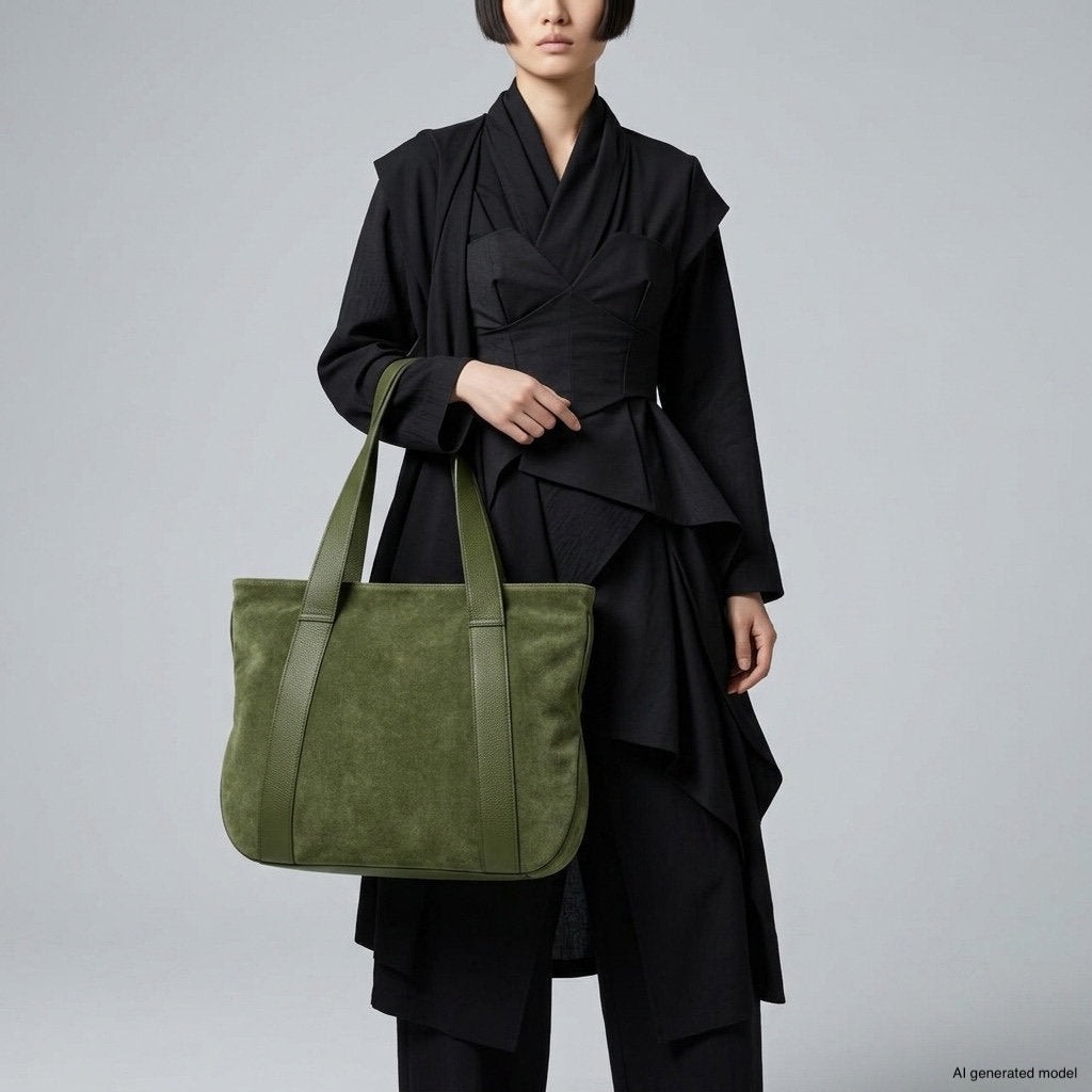 Italian Genuine Suede & Full-Grain Leather Tote Bag | Varese - Che Cose Belle