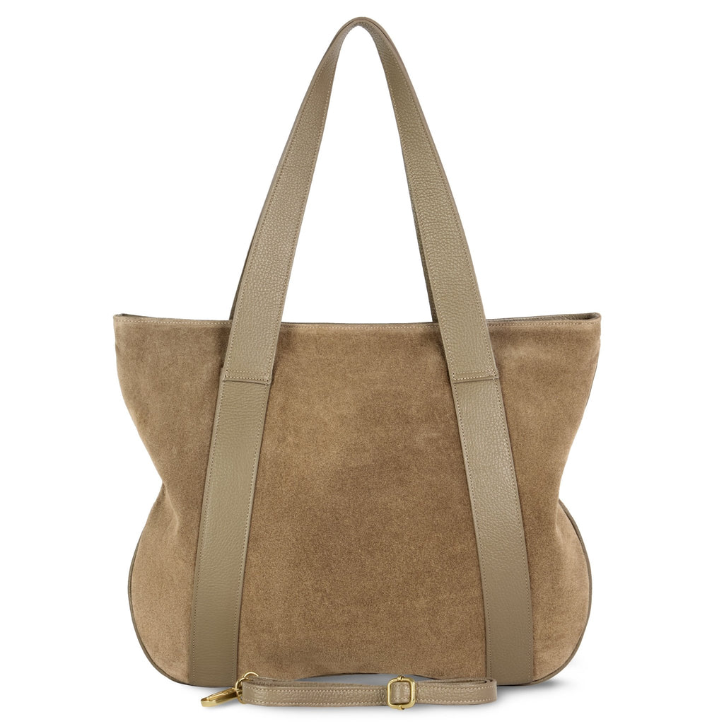 Italian Genuine Suede & Full-Grain Leather Tote Bag | Varese - Che Cose Belle