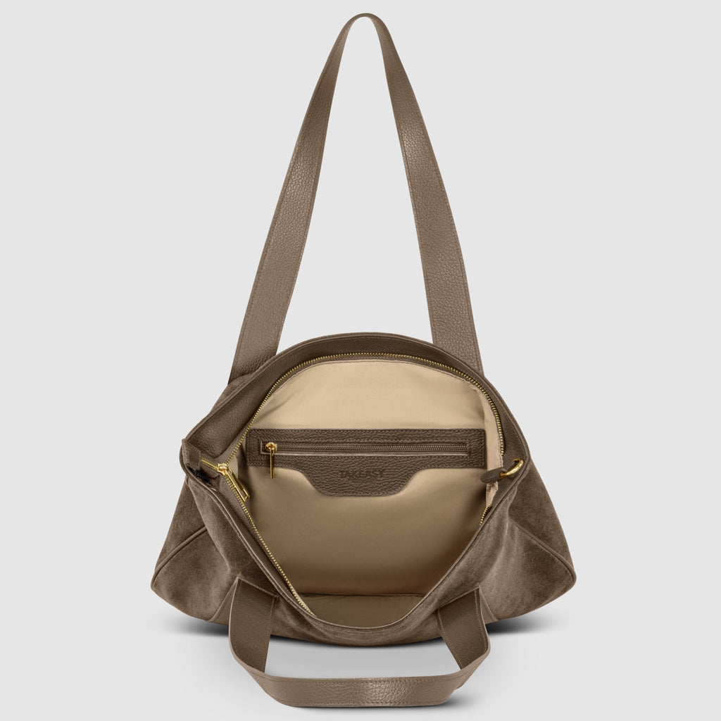 Italian Genuine Suede & Full-Grain Leather Tote Bag | Varese - Che Cose Belle