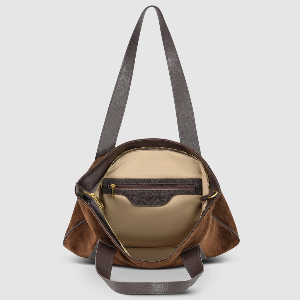 Italian Genuine Suede & Full-Grain Leather Tote Bag | Varese - Che Cose Belle