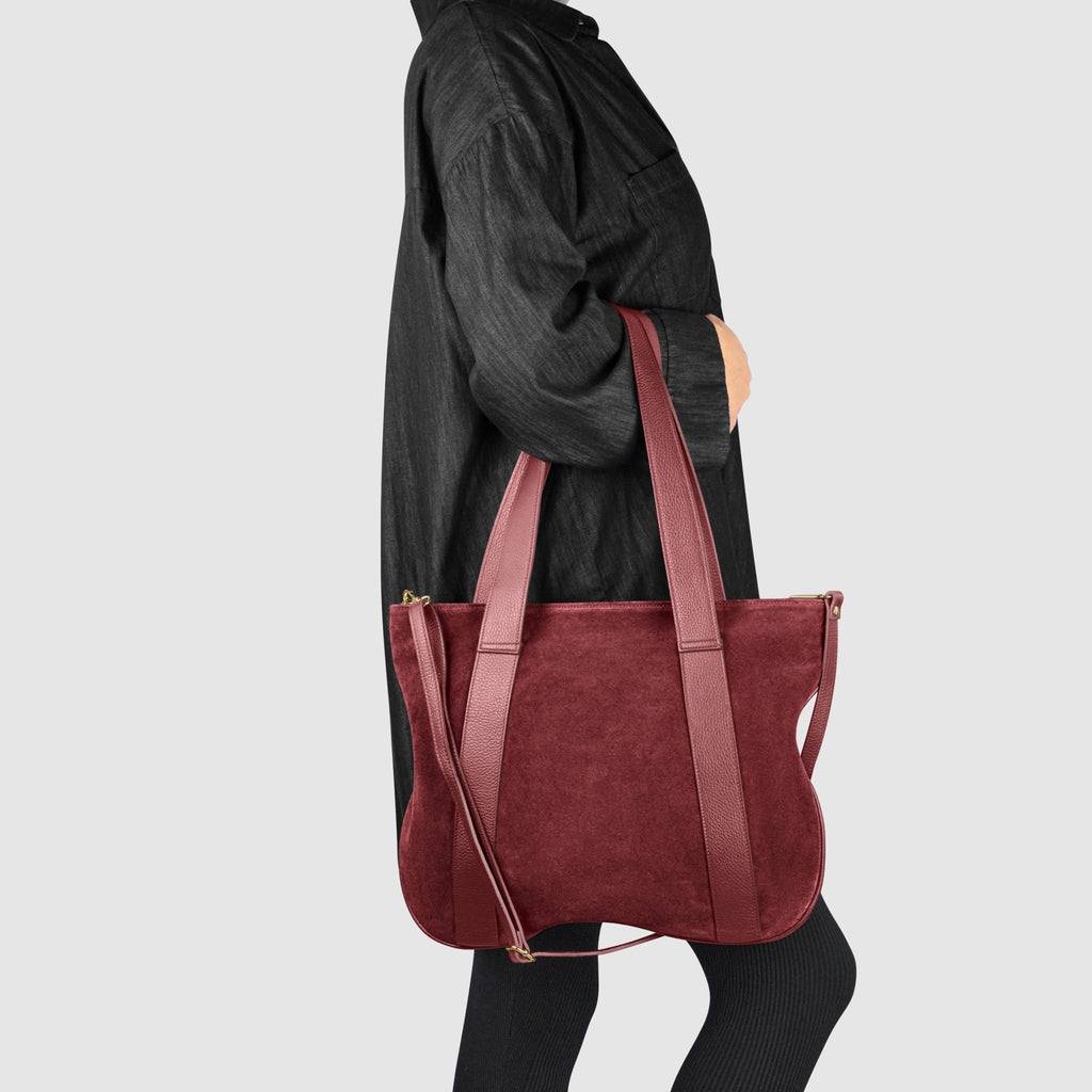 Italian Genuine Suede & Full-Grain Leather Tote Bag | Varese - Che Cose Belle
