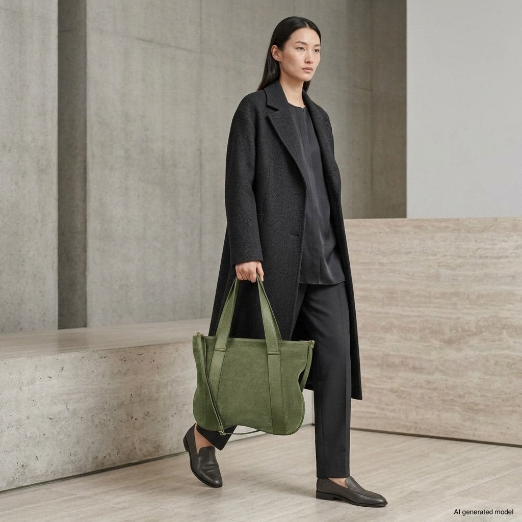 Italian Genuine Suede & Full-Grain Leather Tote Bag | Varese - Che Cose Belle