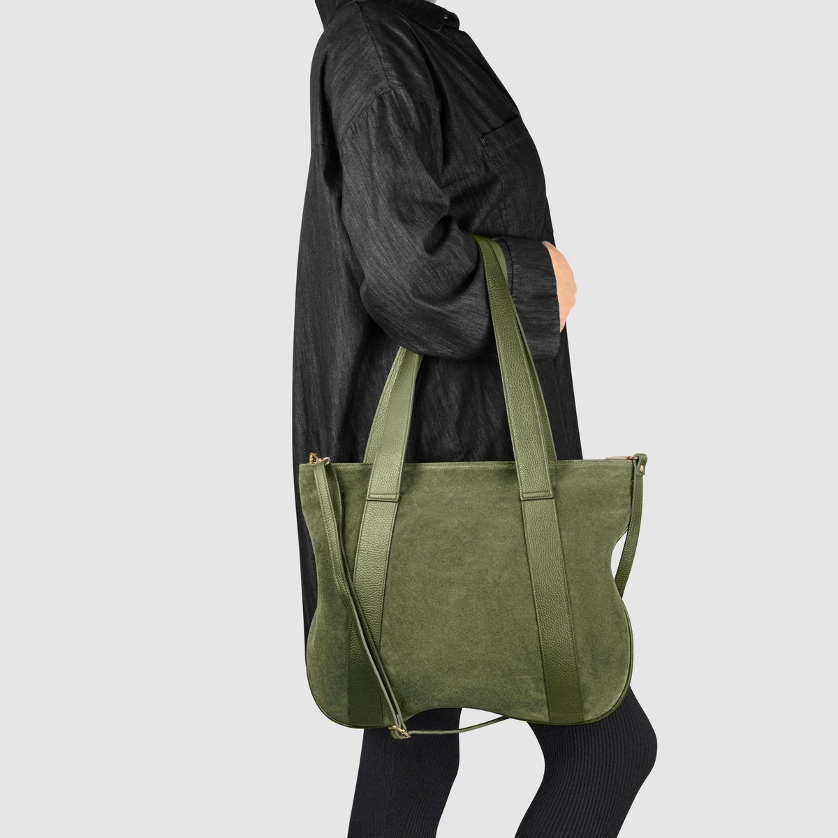 Italian Genuine Suede & Full-Grain Leather Tote Bag | Varese - Che Cose Belle