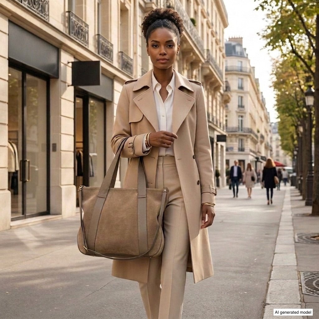 Italian Genuine Suede & Full-Grain Leather Tote Bag | Varese - Che Cose Belle