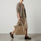 Italian Genuine Suede & Full-Grain Leather Tote Bag | Varese - Che Cose Belle