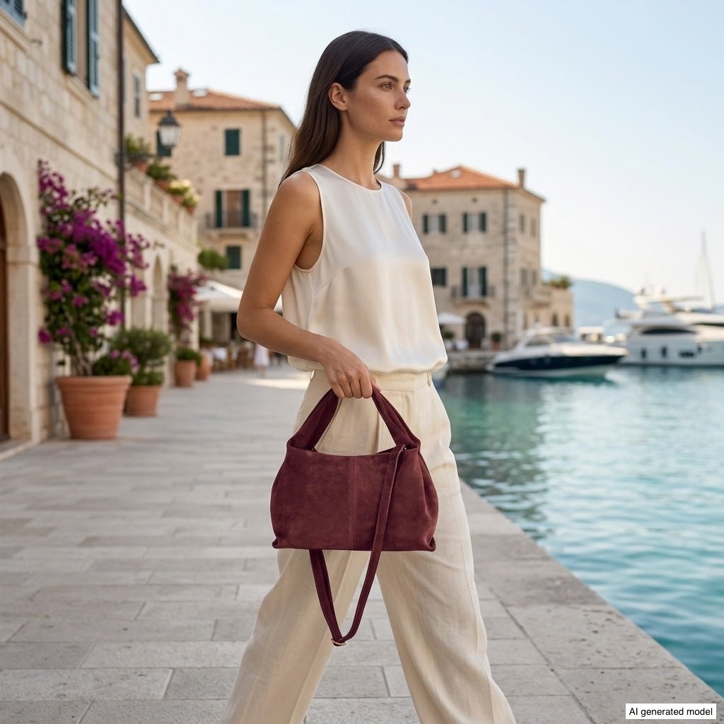 Italian Genuine Suede Shoulder Bag 312940 - Che Cose Belle