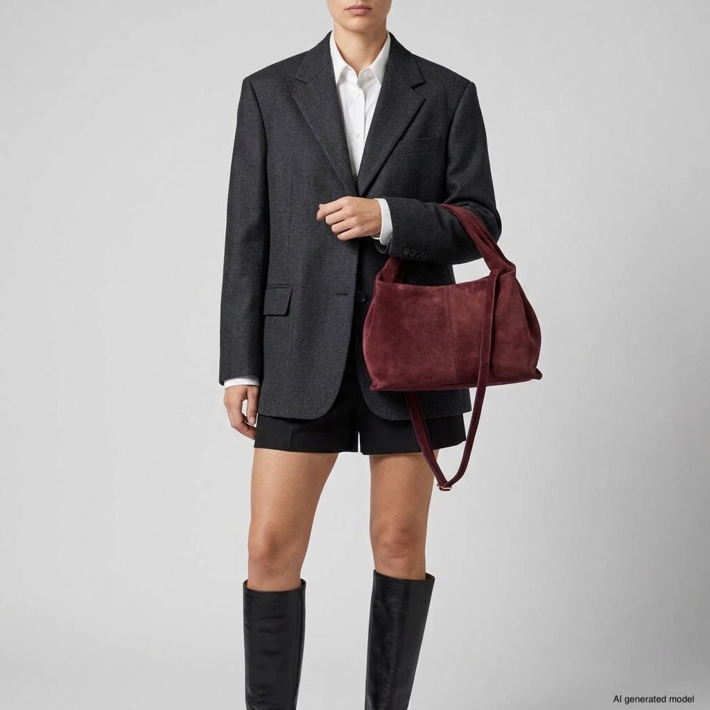 Italian Genuine Suede Shoulder Bag 312940 - Che Cose Belle