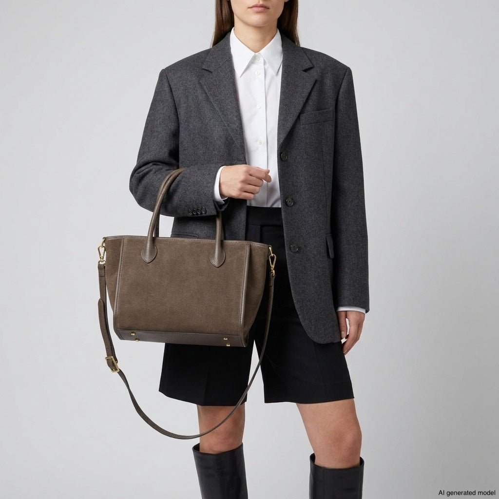 Italian Genuine Suede Top-Handle Bag 292711 - Che Cose Belle