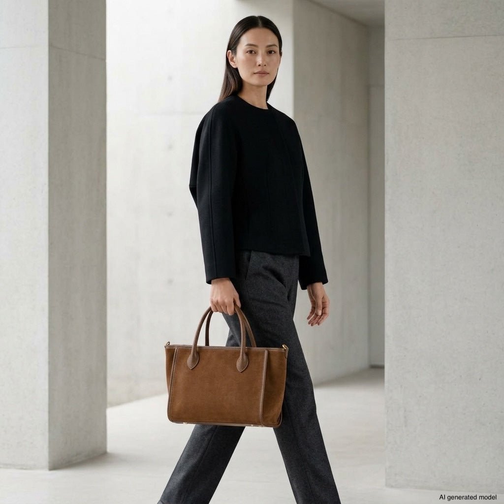 Italian Genuine Suede Top-Handle Bag 292711 - Che Cose Belle