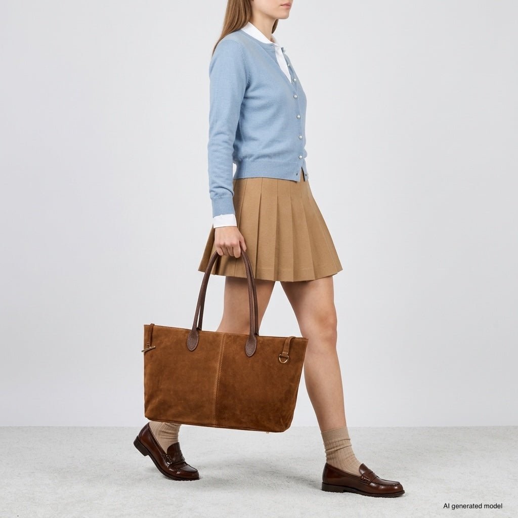 Italian Genuine Suede Tote Bag 242235 - Che Cose Belle