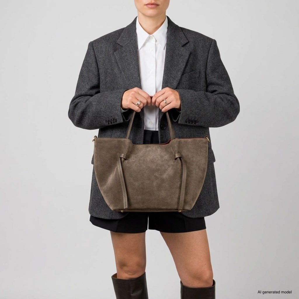 Italian Genuine Suede Tote Bag 292730 - Che Cose Belle