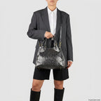 Italian Genuine Woven-Embossed Metallic Suede Top-Handle Bag | Savona - Che Cose Belle