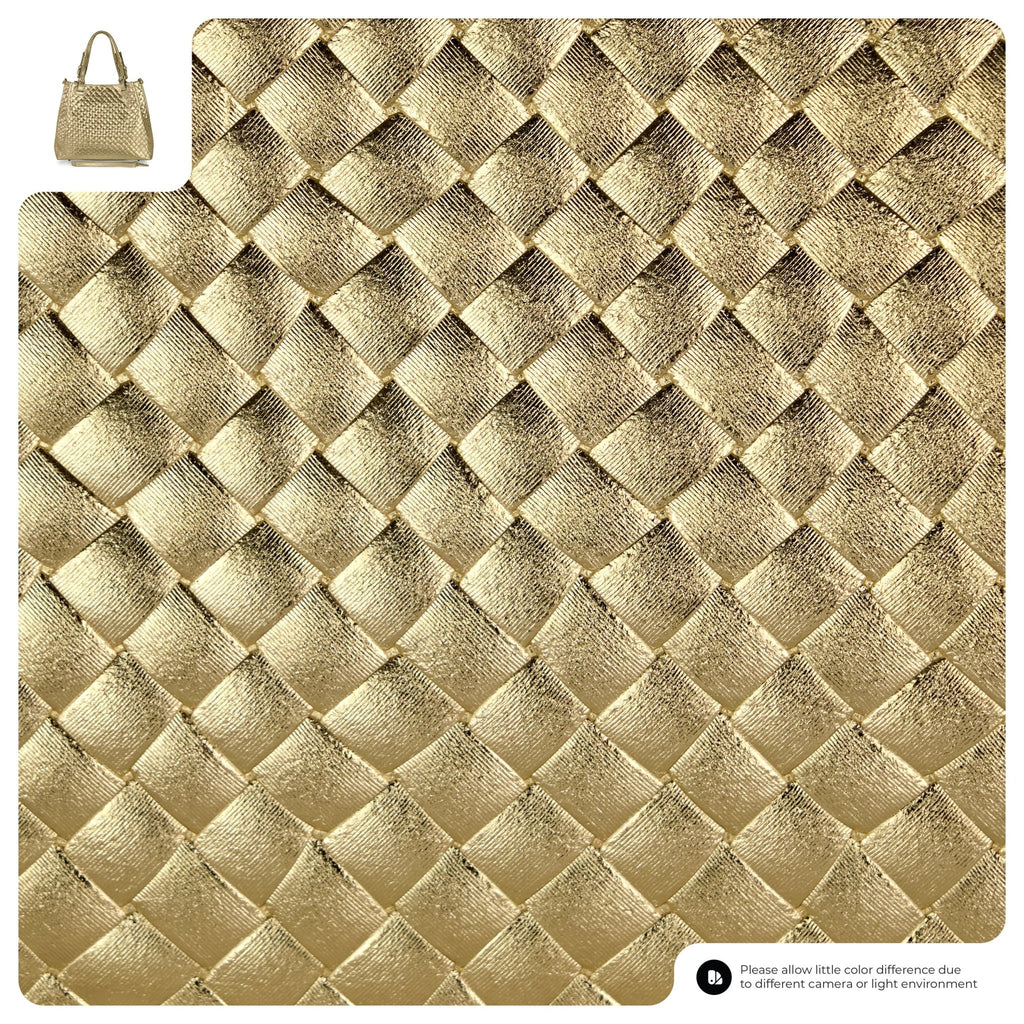 Italian Genuine Woven-Embossed Metallic Suede Top-Handle Bag | Savona - Che Cose Belle