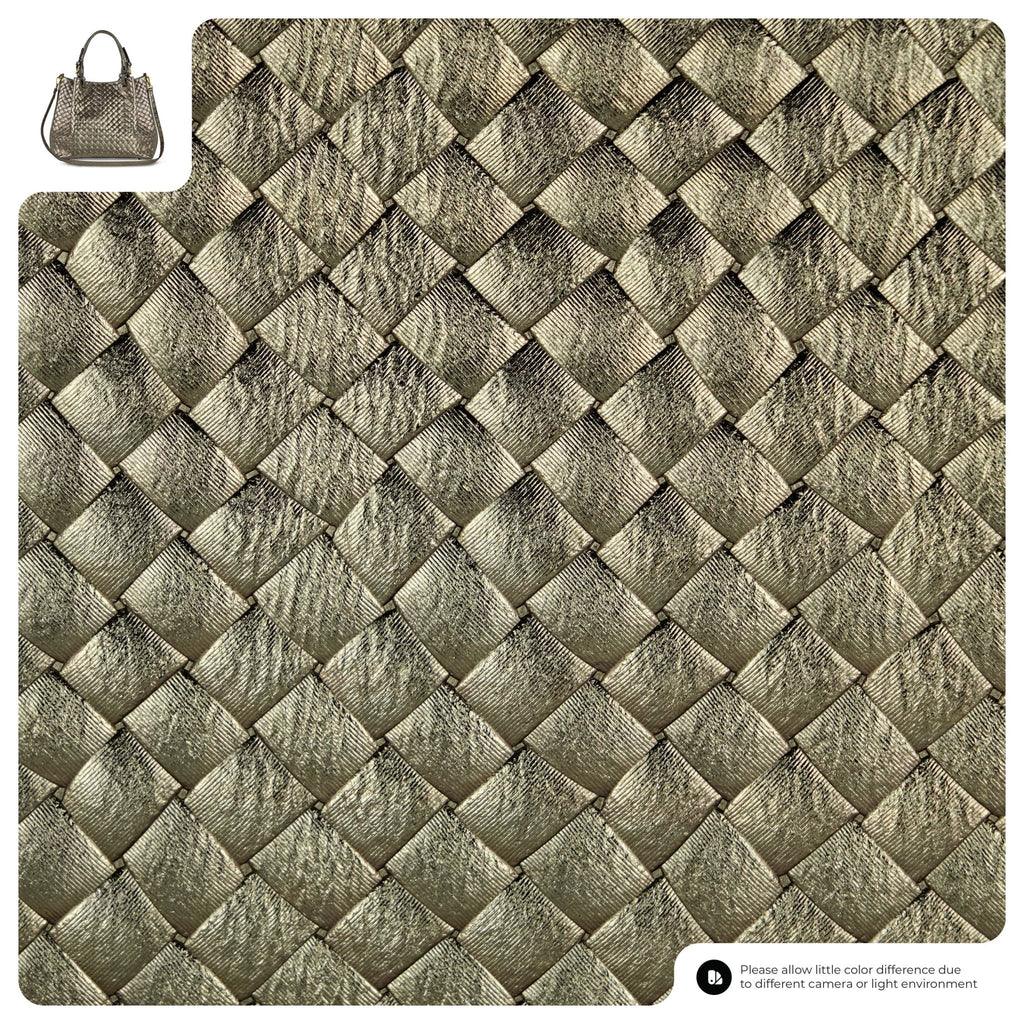 Italian Genuine Woven-Embossed Metallic Suede Top-Handle Bag | Savona - Che Cose Belle
