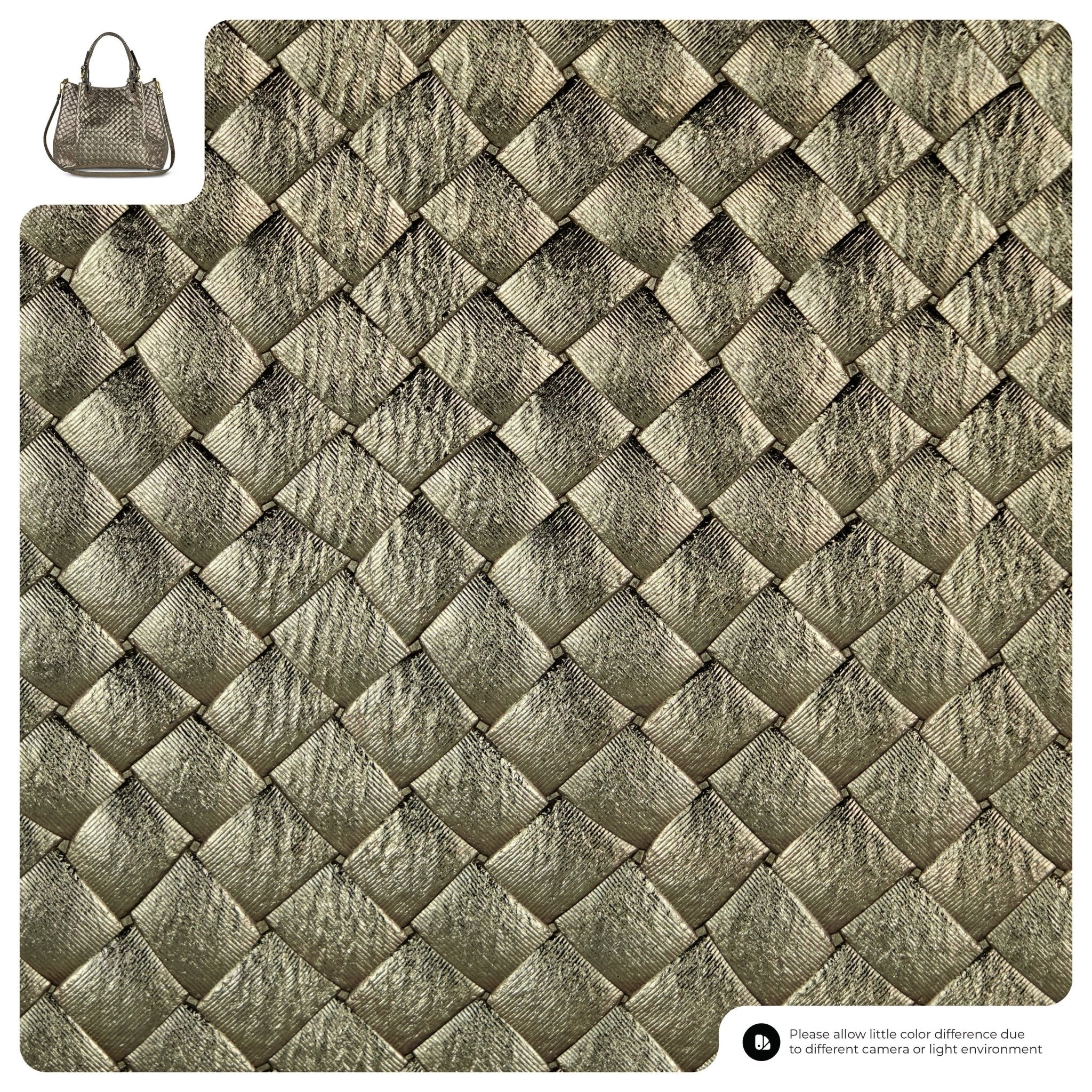 Italian Genuine Woven-Embossed Metallic Suede Top-Handle Bag | Savona - Che Cose Belle