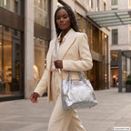 Italian Genuine Woven-Embossed Metallic Suede Top-Handle Bag | Savona - Che Cose Belle