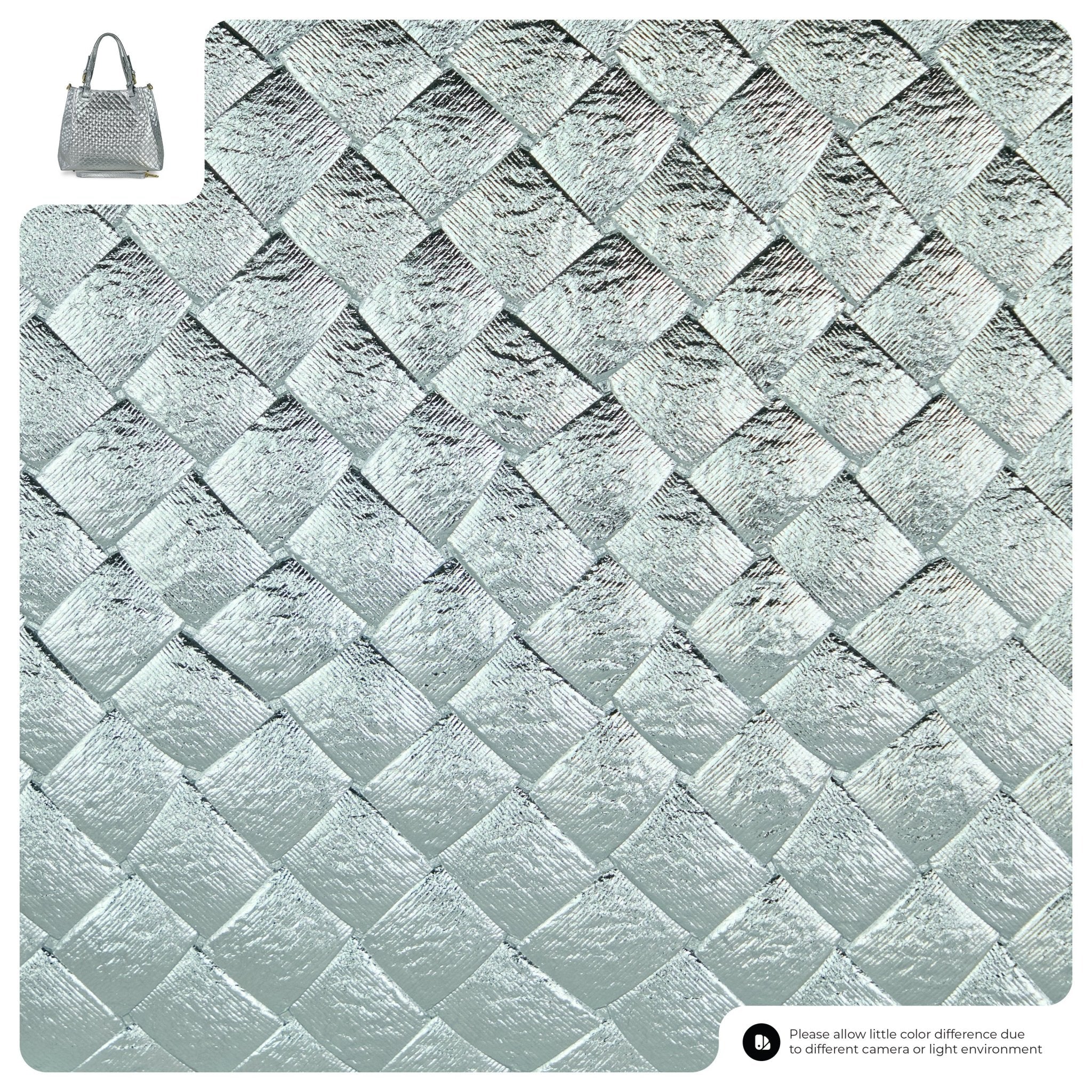 Italian Genuine Woven-Embossed Metallic Suede Top-Handle Bag | Savona - Che Cose Belle