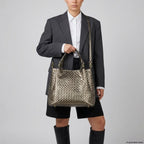Italian Genuine Woven-Embossed Metallic Suede Top-Handle Bag | Savona - Che Cose Belle