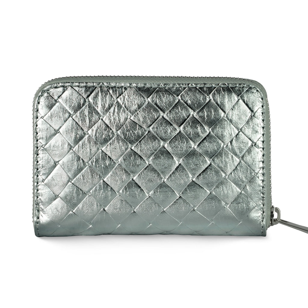 Italian Genuine Woven-Embossed Metallic Suede Wallet | Pesaro - Che Cose Belle