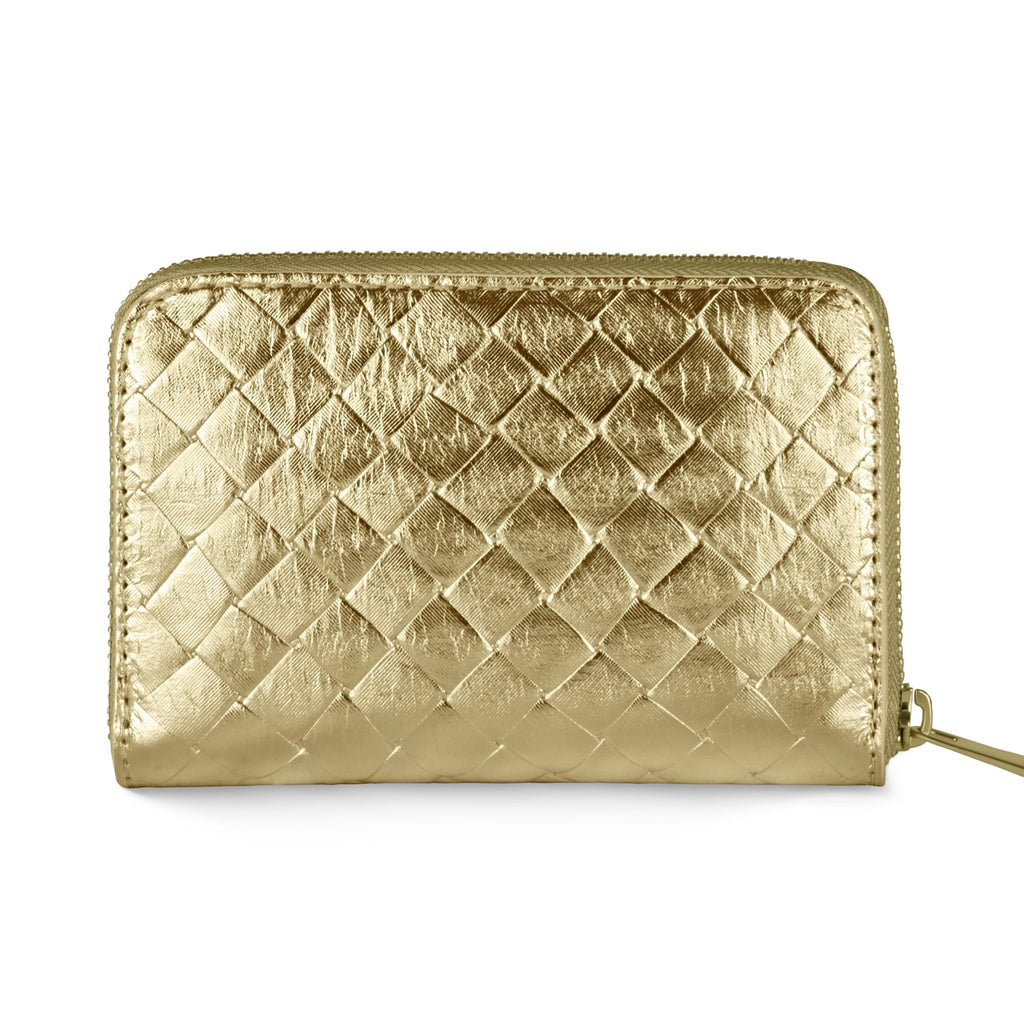 Italian Genuine Woven-Embossed Metallic Suede Wallet | Pesaro - Che Cose Belle