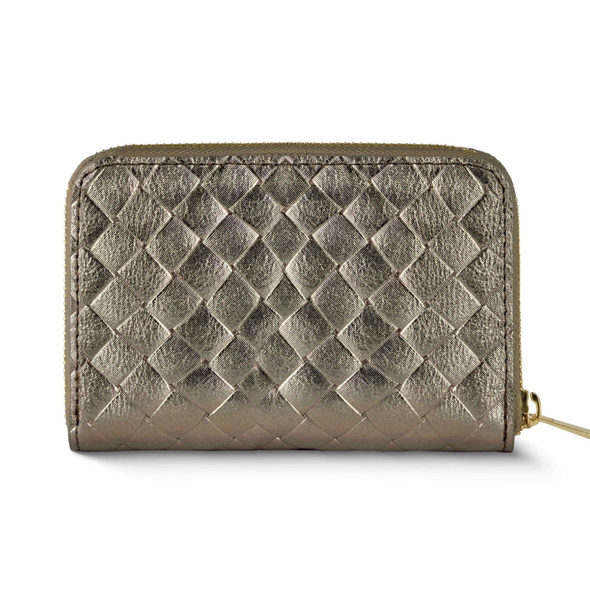 Italian Genuine Woven-Embossed Metallic Suede Wallet | Pesaro - Che Cose Belle