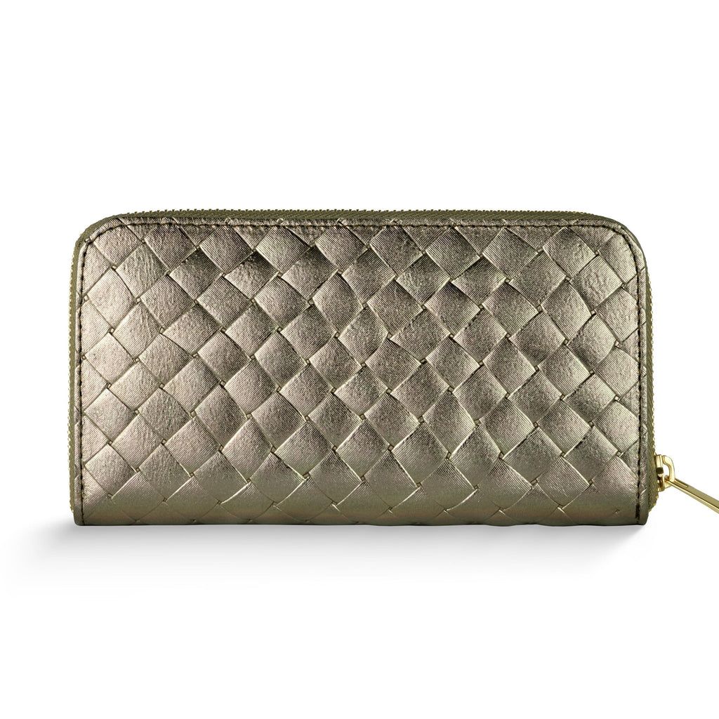 Italian Genuine Woven-Embossed Metallic Suede Wallet | Trento - Che Cose Belle