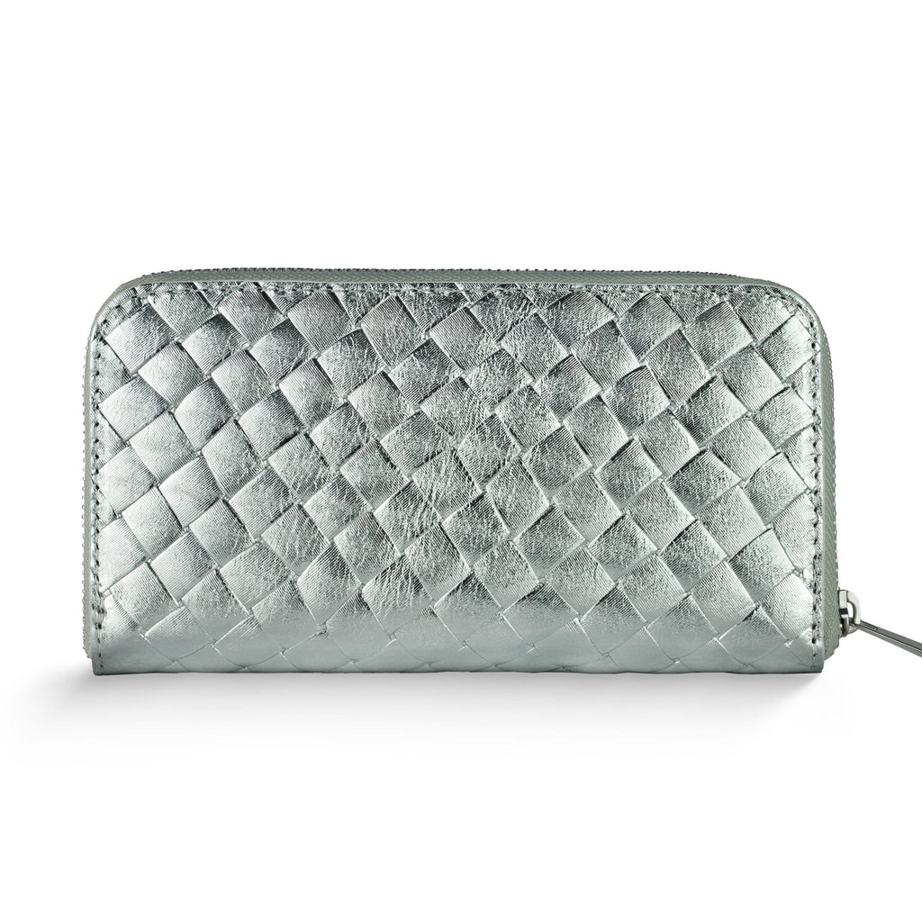 Italian Genuine Woven-Embossed Metallic Suede Wallet | Trento - Che Cose Belle