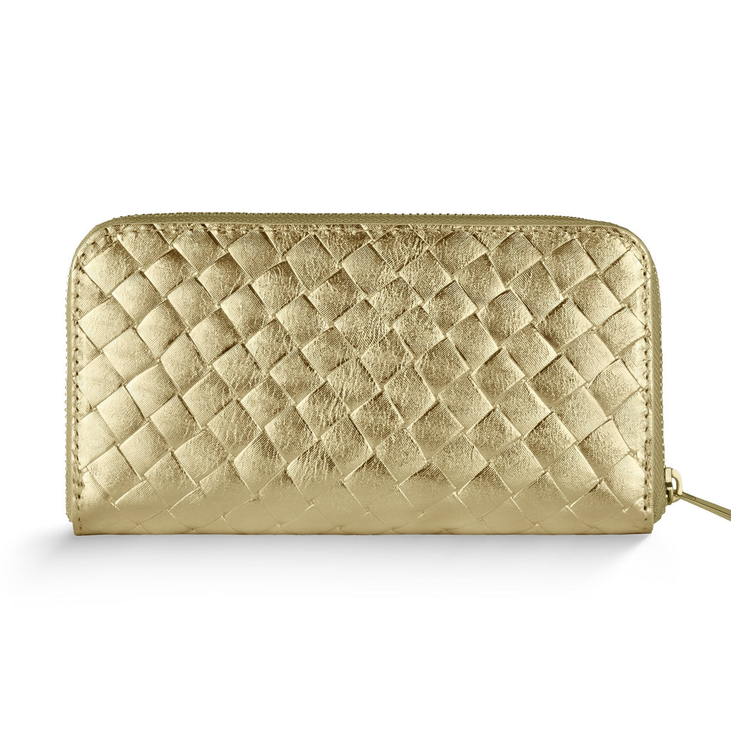 Italian Genuine Woven-Embossed Metallic Suede Wallet | Trento - Che Cose Belle