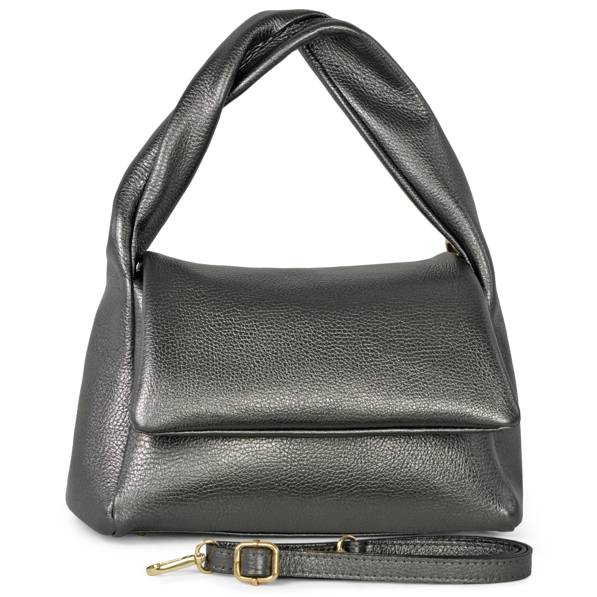 Italian Metallic Full-Grain Leather Top-Handle Bag | Trieste - Che Cose Belle