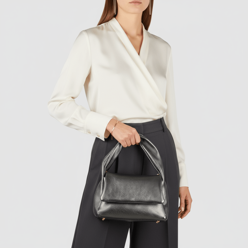 Italian Metallic Full-Grain Leather Top-Handle Bag | Trieste - Che Cose Belle