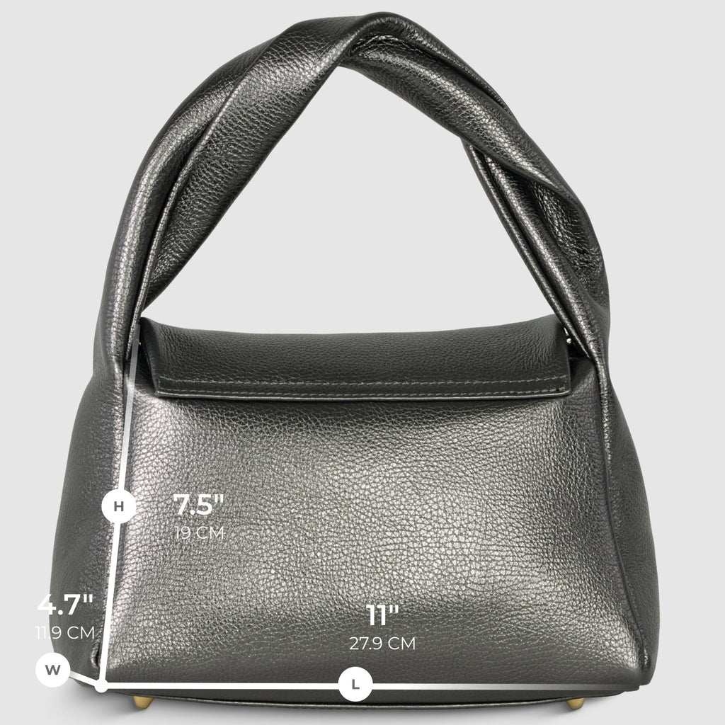 Italian Metallic Full-Grain Leather Top-Handle Bag | Trieste - Che Cose Belle