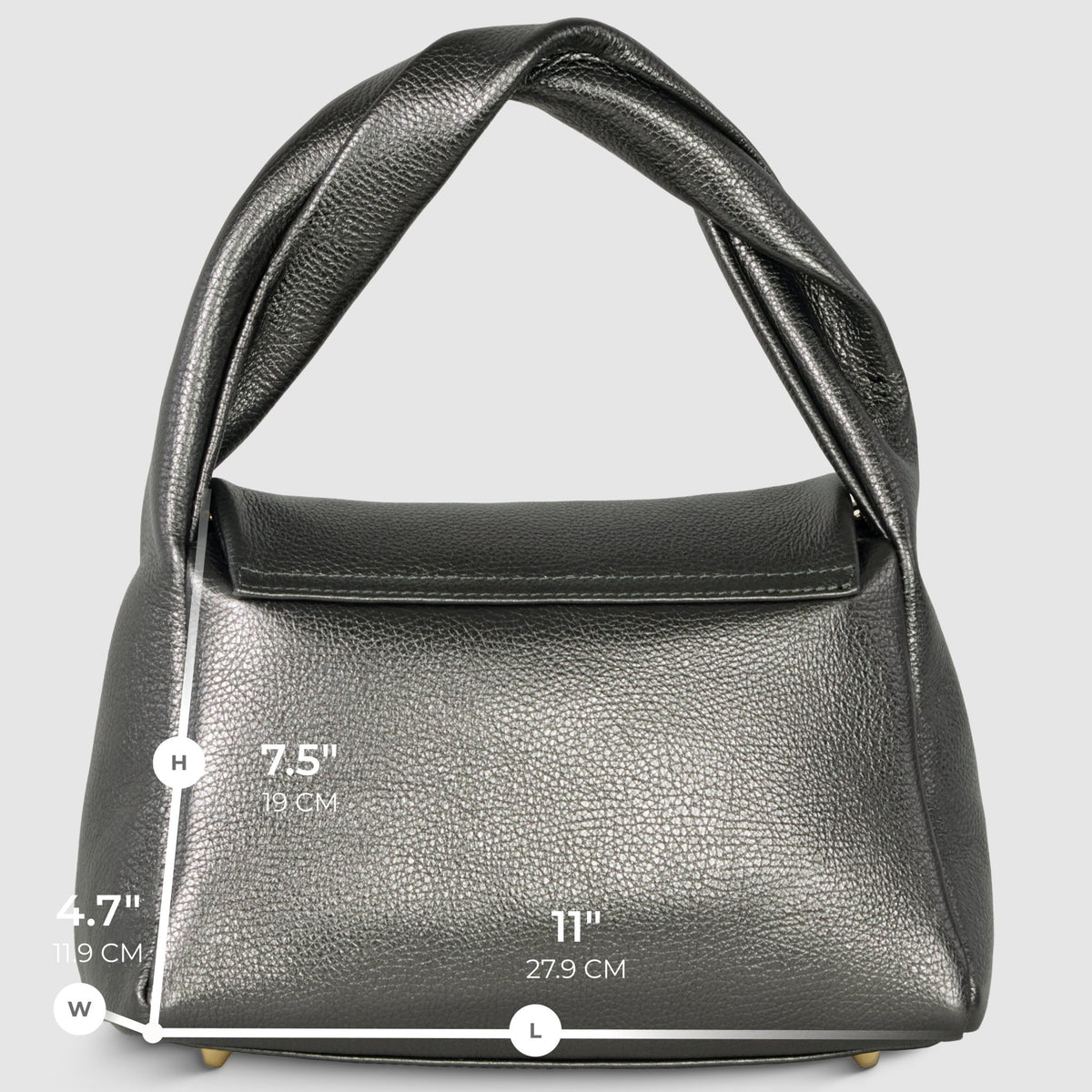 Italian Metallic Full-Grain Leather Top-Handle Bag | Trieste - Che Cose Belle
