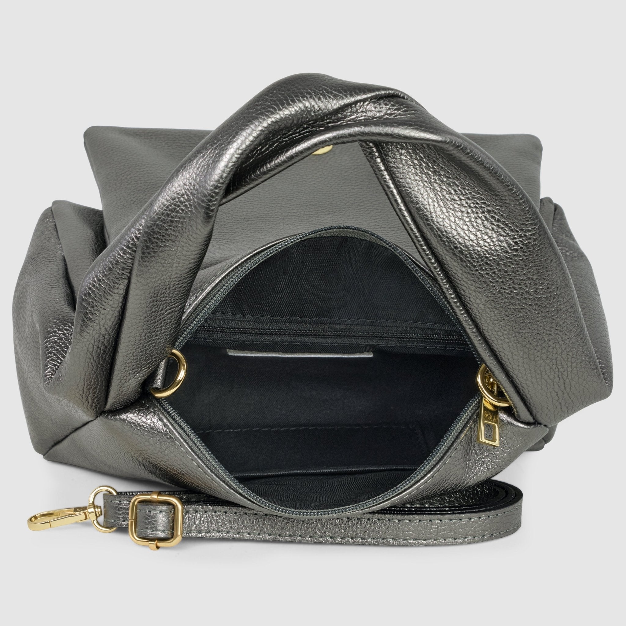 Italian Metallic Full-Grain Leather Top-Handle Bag | Trieste - Che Cose Belle
