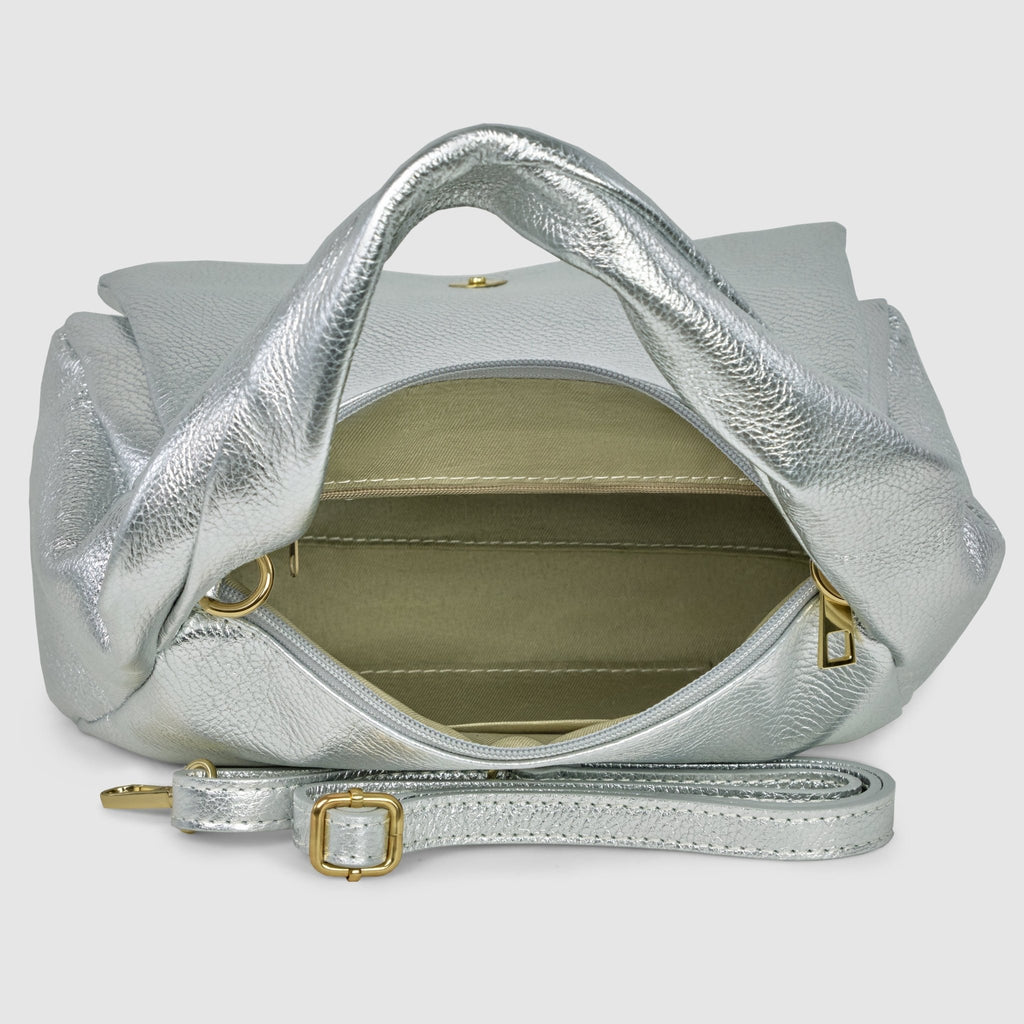 Italian Metallic Full-Grain Leather Top-Handle Bag | Trieste - Che Cose Belle