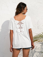 Ivy Lane Lace Trim Short Sleeve Top - Che Cose Belle